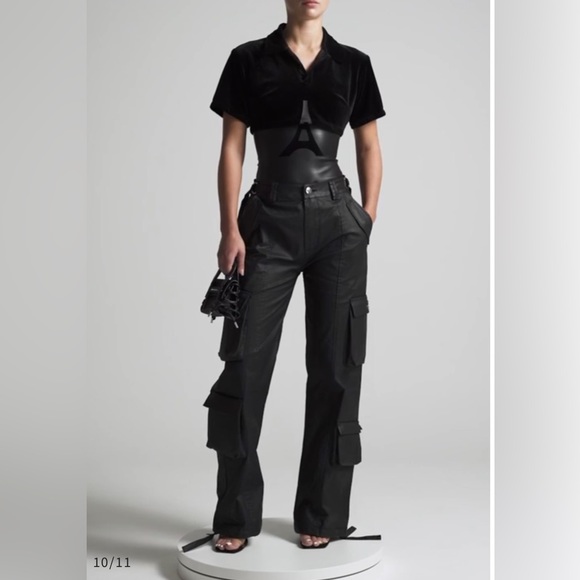 MID RISE WAXED CARGO PANTS - BLACK - Maniere de Voir US2 New - Picture 10 of 10